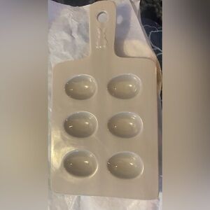 Gray Bunny ceramic Egg Holder like new 7”x13”